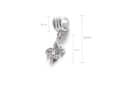 Charm Flor de Lis de Plata 925 de 20 MM para pulsera de cadena de serpiente 2