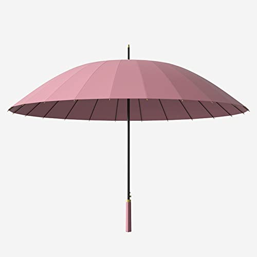 Xcbvs Straight Umbrella, Solid Color Large Long Handle Stick Umbrella, 24 Ribs Sun Umbrella, Automatic Windproof Travel Umbrella,Pink #TOP1