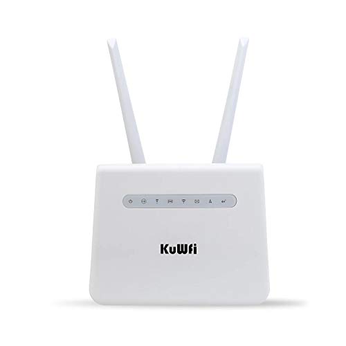 KuWFi Wireless Internet Router 300Mbps Long Range 4G LTE Router with SIM Card Slot Dual Antenna Wireless Hotspot WiFi Devices Support B1 / B3 / B7 / B8 / B20[Not for USA]