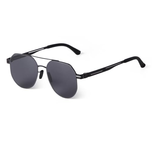 Lunettes de soleil UV400 MUTYNE pour homme et femme avec verres dégradés gris et monture métal