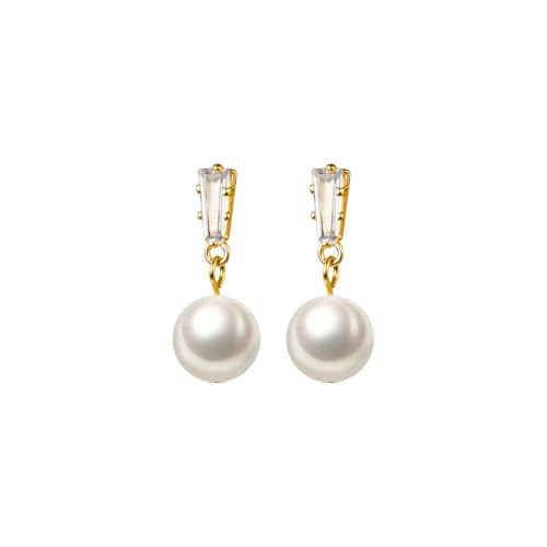 Boucles d'oreilles pendantes plaquées or et perles d'imitation zircone