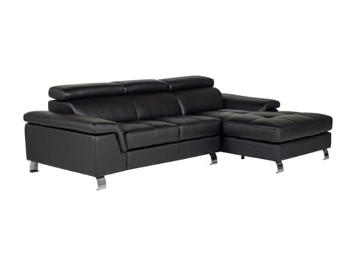 KAUF-UNIQUE.DE Ecksofa Leder - Ecke Rechts - Schwarz - Mishima KAUF-UNIQUE.DE Ecksofa Leder - Ecke Rechts - Schwarz - Mishima