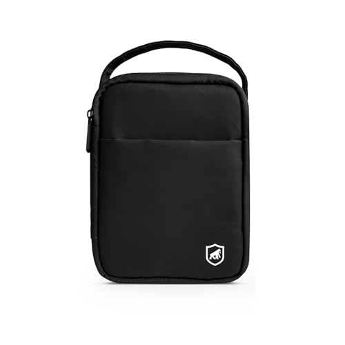 Gshield Necessaire Organizadora para Viagem com Alça, Estojo com Divisórias Internas para Acessórios e Bolso Interno Telado, Symetric Preta