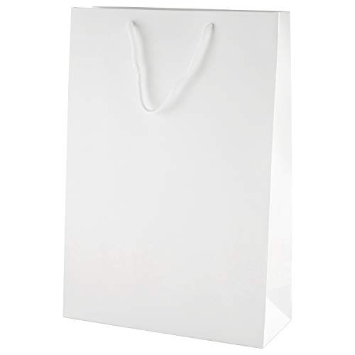 Thepaperbagstore 10 Weiß Mittel Hoch Matt Seilgriff Papiertüten 250x100x360mm - Wählen Sie Ihre Größe und Menge