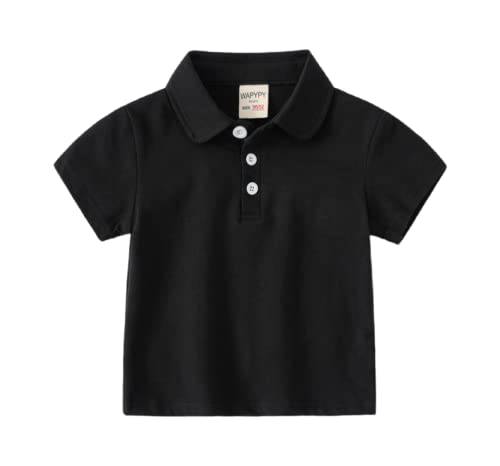 Kids Boys Girls Classic Cotton Summer Solid Shirts Short Sleeve School Uniform Lapel Button Tops Polo Shirts - Main Image