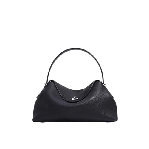 Sac à main en peau de vache véritable - Maroquinerie en cuir noir pour femme