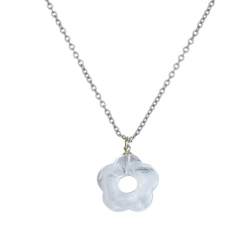 Simple Acrylic Flower Pendant Necklace Simple Y2K Collar Necklaces Jewelry