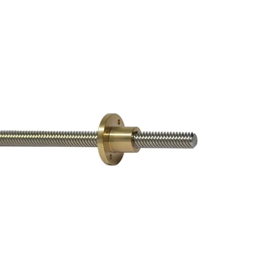 Stepper Screw 304 Stainless Steel Screw Rod with Brass Nut 2mm Pitch 2mm 8mm 10mm 20mm Lead T10 Lead Screw Rod Trapezoidal Screw Rod Tapped Block(2mm pitch 12mm lead,800mm)