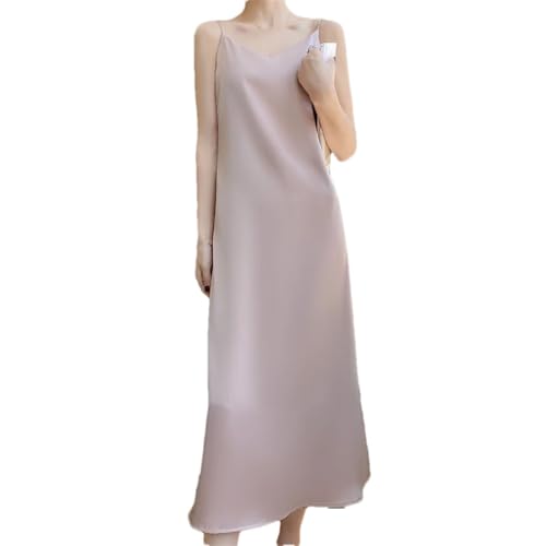 Neckholder-Kleid für Damen, Satin, einfarbig, lang, A-Linie, Rock, Riemen, rückenfrei, ärmellos, rückenfrei, figurbetont, lange Kleider, 5, S