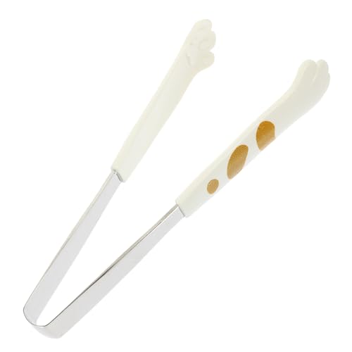 BAZEITFLOW Edelstahl Salatzange Katzenpfote Mittelgroß Weiß Multifunktionale Grillzange für Outdoor Kochen und Bbq Komfortabler Griff Praktisches Küchen Servierwerkzeug