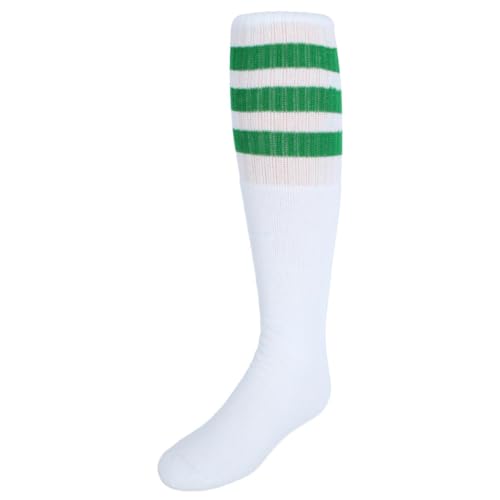 Jefferies Socks Kid's Striped Knee-High Tube Socks (1 Pair), Medium (Shoe Sizes 12-6), Green