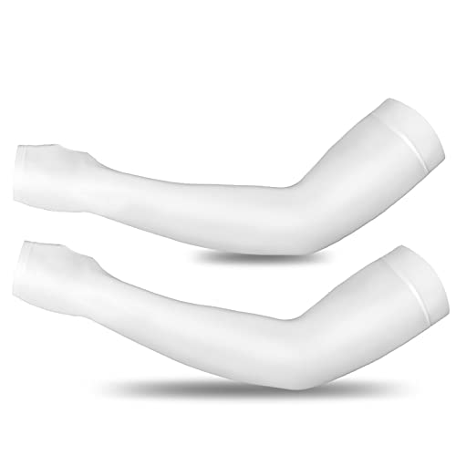 MHUI Manchons De Bras De Refroidissement Manchons De Bras De Compression pour Hommes Femmes Étudiants pour Attelle De Coude, Baseball, Basket-Ball, Sports De Cyclisme,Blanc,L Cover