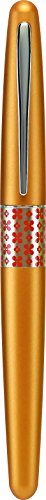 Image of Pilot MR Retro Pop Collection Fountain Pen, Orange Barrel with Flower Accent, Medium Nib, Black Ink (91443)