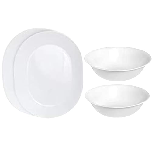 Corelle 12-1/4-Inch Serving Platter, Winter Frost White - 2-Pack with 1-Quart Serving Bowl, Winter Frost White 2PK - Bundle Set of 4