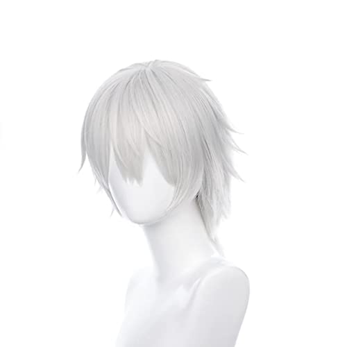 Gairyan Grey wig Short Straight Grey Unisex Anime Cosplay for Women/Men Curly Fluffy Fancy Dress Halloween Costume with Free Cap - Image 3
