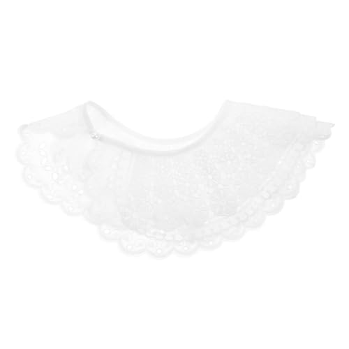 CLISPEED Collar Falso de Encaje Blanco Lazo, Chal Pequeño para Mujer, Accesorio Decorativo Ligero y Transpirable, Complemento Elegante para Ropa y Camisa, 1 Pieza