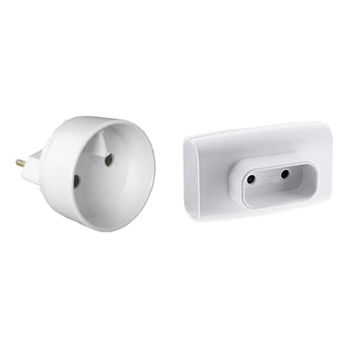Zenitech - Adaptateur/Transformateur Électrique avec Terre - Prise Mâle 6A vers Prise Femelle 16A + Triplite 6A Latérale - Couleur Blanc pour Usage...