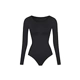 4femm Shapewear Damen Long Sleeve - Formender Body für maximalen Bauchweg-Effekt, Damen Shapewear mit Atmungsaktive Materialien, Body Shaper elastisch & hautfreundlich (Schwarz, 2XL)