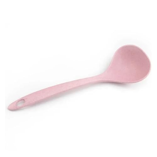 Cuchara de arroz de paja de trigo, 1 pieza, 4 colores, mango largo, cuchara sopa, comidas, cenas, utensilios de cocina, herramientas de cocina (rosa)