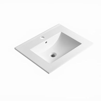 Foto di Lavabo Da Incasso Rettangolare Lavandino Bagno In Ceramica Design Moderno Elegante Per Top Bagno Bianco (71 x 46 Cm)