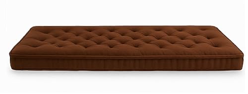 Image of ATOOTFUSION Cotton Floor Mattress, 4 inch Thick Tufted Cushion, 72 x 30 inch, Foldable, Rollable Light Weight Cotton Mattress (Brown)