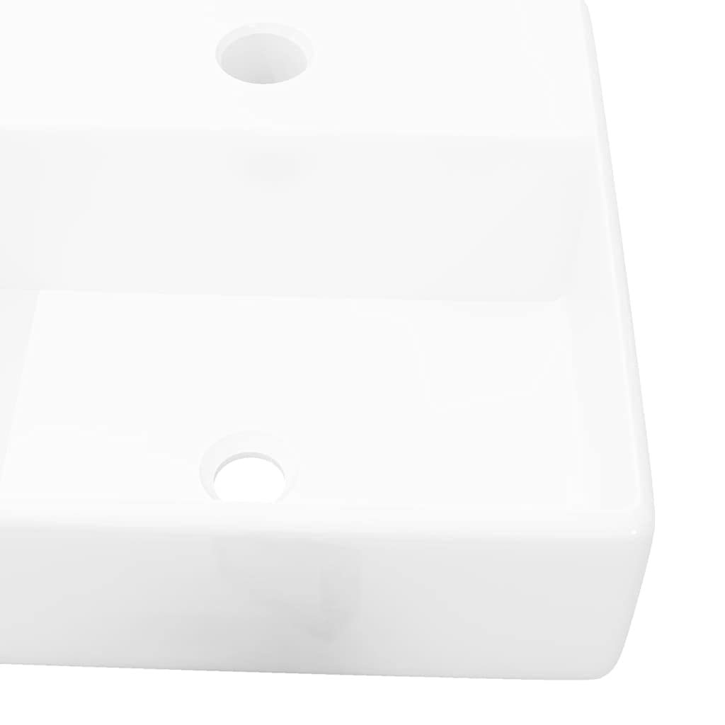 Lavabo cuadrado con agujero para grifo Cerámica Blanco Lavabo, Lavabo para colocar sobre el mostrador para cuarto de baño, WC de invitados, Hotel, WC