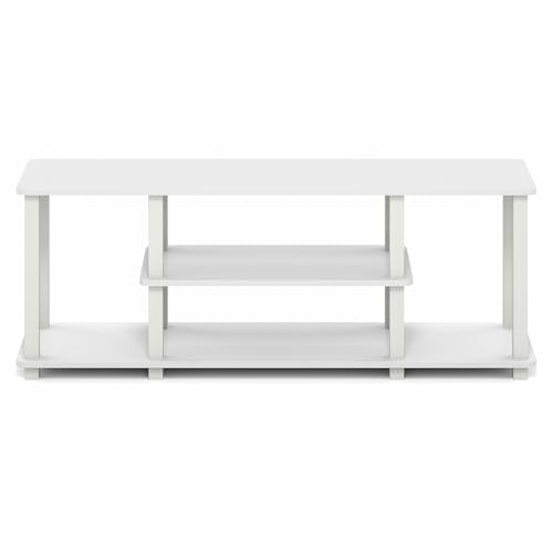 Image of Furinno Turn-S-Tube 3-Tier Toolless Assembly TV Stand, White | for TV up to 50 Inch, No Tool Rectangular Entertainment Center, TV Console, for Living Room, Bedroom