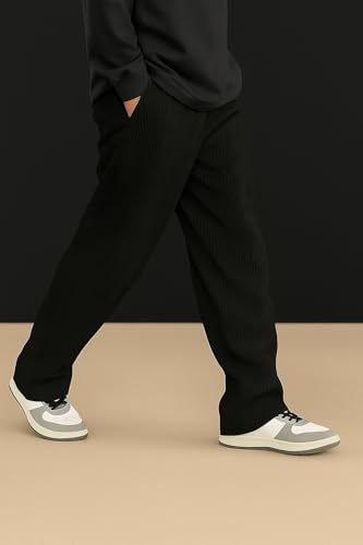 Image of INKKR Men's Polyester Causal Lightweight Elastic Waist with Drawstring Comfortable Loose Fit Trouser Pant