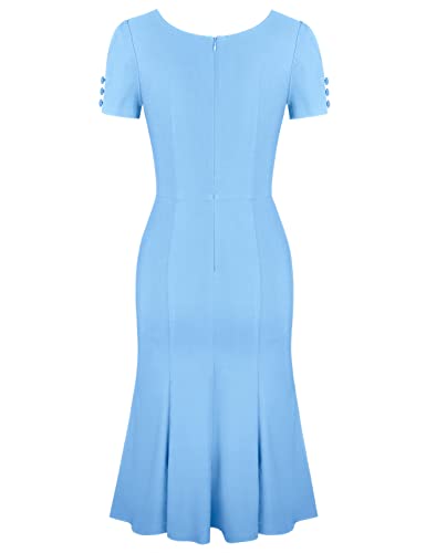 MUXXN Women's 1950s Retro Dress Vintage Short Sleeve Button Down Mermaid Bodycon Midi Casual Work Cocktail Dresses4
