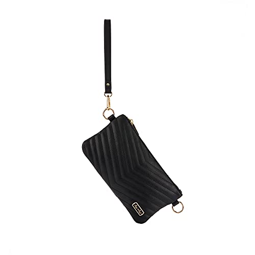 Itzy Ritzy Boss Pouch Wristlet, Crossbody Clutch & Belt Bag - Black Clutch Purse for Women - Includes Crossbody Strap & Wristlet Strap - Features 6 Card Slots & 2 Zippered Pockets (Jetsetter)3