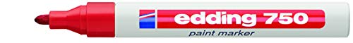 edding 750 marqueur peinture - rouge - 10 stylos - pointe ronde 2-4 mm - marqueur de peinture pour l'étiquetage du métal, verre, roche ou du plastique -...