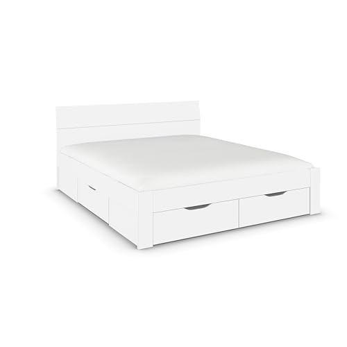 Rauch Möbel Flexx Bett Stauraumbett in Weiß mit 3 Schubkästen als zusätzlichen Stauraum Liegefläche 180 x 200 cm Gesamtmaße Bett BxHxT 185 x 90 x 209 cm