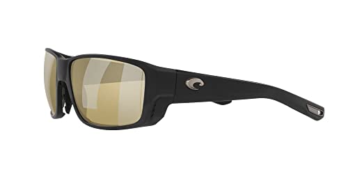 Image of Costa Man Sunglasses Matte Black Frame, Blue Mirror Lenses, 60MM