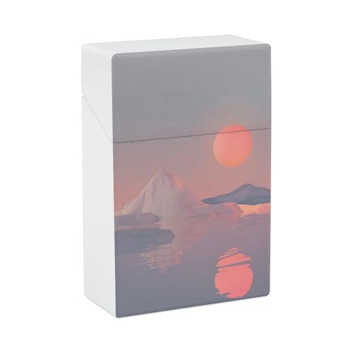 シガレットケース 落潮 山の峰 湖 煙草ケース たばこケース 煙草入れ タバコケース 喫煙具 タバコカバー 保護カバー 20本収納 ワンタッチ開き 煙草保護 携帯に便利 片面印刷 耐衝撃 防水 メンズ レディース