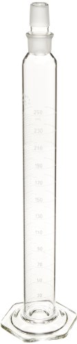 Image of Pyrex Single Metric Scale Graduated TC Cylinder with Stopper, 250ml Capacity, 39mm OD x 385mm Height (Case of 8)