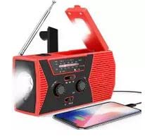 SELBST-SICHER Kurbelradio Solarradio Dynamo Notfallradio 4000mAh mit USB Handyladefunktion LED-Taschenlampe/Leselicht und SOS-Sirene, Rot-schwarz Cover