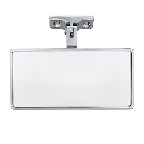 United Pacific 70803 Chrome Plated Rectangular Aluminum Interior Rear View Mirror w/Screw-On Mount, Easy Installation, Adjustable Mirror Base – ONE Mirror