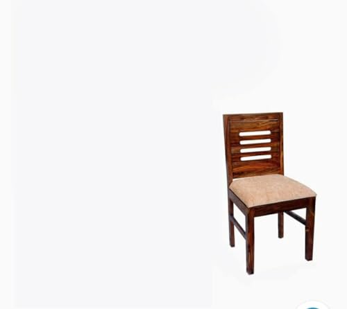 Image of VK Furniture Sheesham Wooden Dining Chair Set of 2 for Home & Restaurant | Solid Wood Dining & Study Chair for Living Room Office | Comfortable Cushioned Seat (Brown, Set of 2)