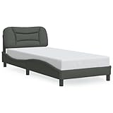 Eleganz Hvar Bettgestell mit 90x190 cm - Modernes Stoffbett mit Beleuchtung für Schlafzimmer, Dunkelgrau - Langlebig & Stilvoll