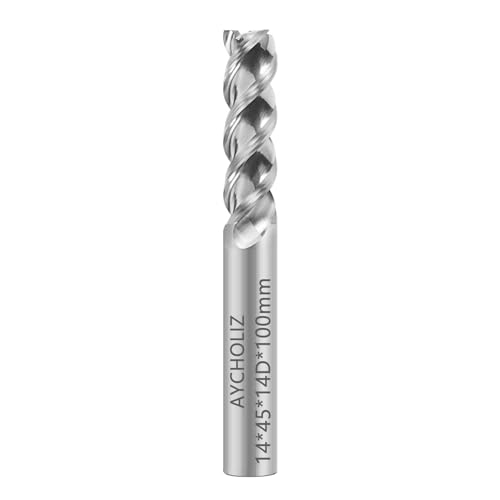 Image of Carbide Square End Mill - 3 Flute 14mm Milling Cutter - High Feed U-Type Design - for Roughing and Finishing - for Milling Aluminum Applications - Professional Mill Bits Sets