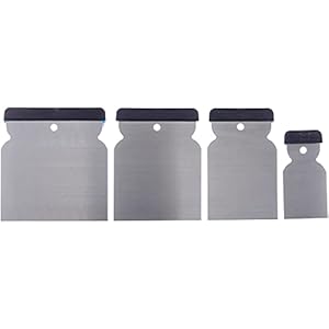 Werkzeyt Japanse plamuurset 4-delig 50 mm, 80 mm, 100 mm en 120 mm blad van verenbandstaal zuurbestendig en flexibel voor het vullen en gladmaken/spatel Made in Germany/plamuur / B27384