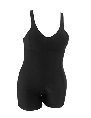 Maiô Plus Size Macaquinho Sem Bojo Academia Roupa De Banho Tamanho:48;Cor:Preto