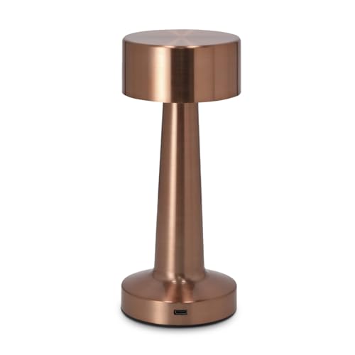 TIENDA EURASIA – Lampara de Diseño Rosity | 3 Posiciones de Luz Tactil | 24 LEDs | Color Oro Rosa | Metal | Botón Encendido/Apagado | batería 1.200 mAh | Lampara Escritorio | 9x21.5x9 cm