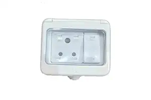 C&S Water Proof Plastic Box with Switch and Socket Use in roof top Lighting/Garden/Lighting/Home/Residential Parking to Protect Shock (3 Module with 6A Switch & Socket)