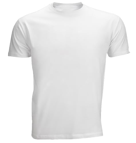 MFAZ Morefaz Ltd Mens Classic Premium 100% Cotton T-Shirt 160 g/m Crew Neck Double Stitched Fabric & Durable Stitching (UK Alpha One Size XXL Regular Regular White)