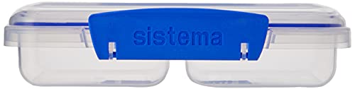 sistema split food containers - Sistema KLIP IT Rectangular Collection Split Food Storage Container, Small, 11.8 oz./0.3 L, Clear/Blue