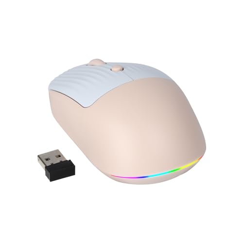 Image of Super Space Wireless Bluetooth Mouse, 2.4G Cute Silent Computer Mouse for Tablet Phone, Dual Mode (BT+USB Receiver) with 3 Level Dpi Portable Rechargeable Mice for Office Home(Pink)