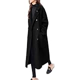 [ニーマンバイ] チェスターコート ラシャ ロング コート ゆったり 大きめ 大きい おおきい おおきめ オーバー サイズ 秋冬 秋 冬 冬用 厚手 トレンチ カジュアル ビジネス 可愛い かわいい きれいめ おしゃれ 防寒 防風 ロング丈 無地 シンプル あったかい 裏地付き ビッグシルエット 女性用 20代 30代 40代 大人 女性 通勤 通学 チェスター ブラック 黒 2A-N22-BKL