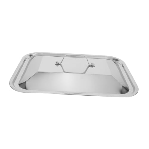 POPETPOP Rectangular Stainless Steel Baking Pan Covers Protective Tray Lids Oil Splash Guard for Home Kitchen Use Suitable for Buffet and Roasting Trays