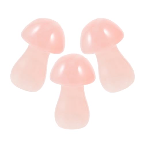 Abaodam 3Pcs Colored Natural Stone Mushroom Statues Micro Stone Garden Lifelike Mushroom Sculpture Ornaments for Flowerpot and Outdoor Decoration